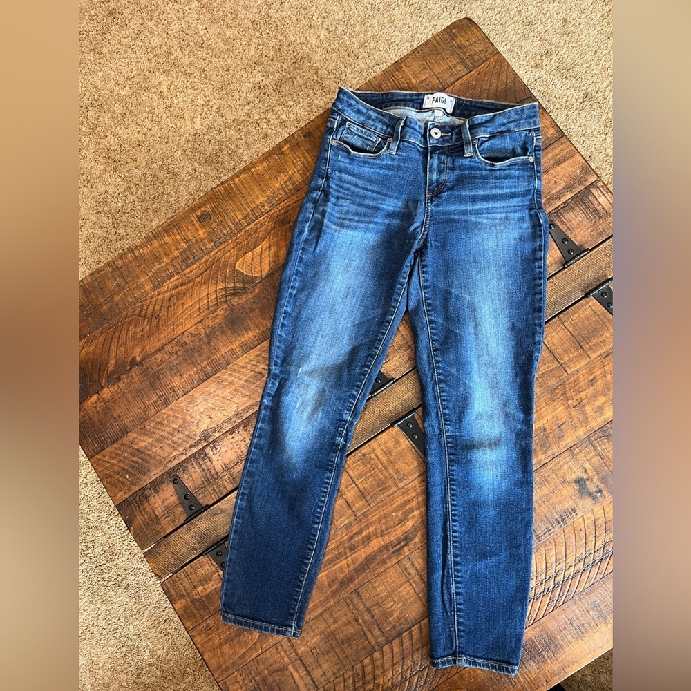 PAIGE Women's Dark Blue Skinny Jeans - Picture 1 of 3